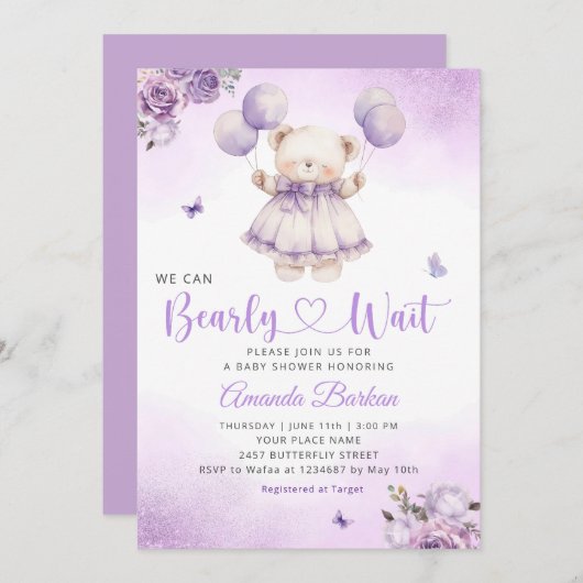 Boho Teddy Bear wir können frühes Abwarten Baby Du Einladung (Vorne/Hinten)