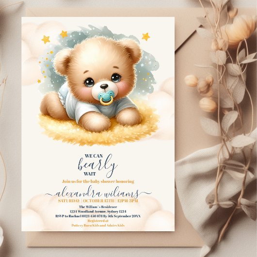 Boho Teddy Bear wir können frühes Abwarten Baby Du Einladung