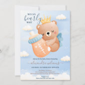 Boho Teddy Bear wir können frühzeitig abwarten Bab Einladung (Vorderseite)
