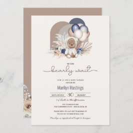 Boho Teddy Bear, wir können frühzeitig abwarten -  Einladung