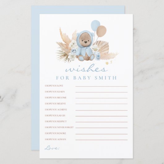 Boho Teddy Bear wünscht sich ein Baby Showspiel (Vorne/Hinten)