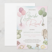 Boho Teddy Gender Reveve Invitation Card Einladung (Vorne/Hinten)