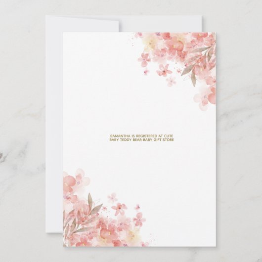 Boho Teddy Polar Bear Pink Balloon Babydusche Einladung (Rückseite)