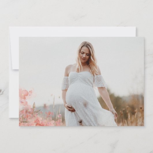 Boho Teddy Polar Bear Pink Pampa Grass Baby Dusche Einladung (Rückseite)