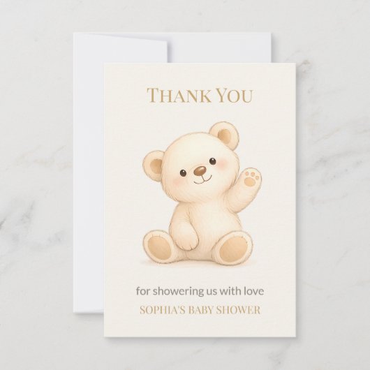 Boho-Teddybär-Baby-Party Dankeskarte (Vorderseite)
