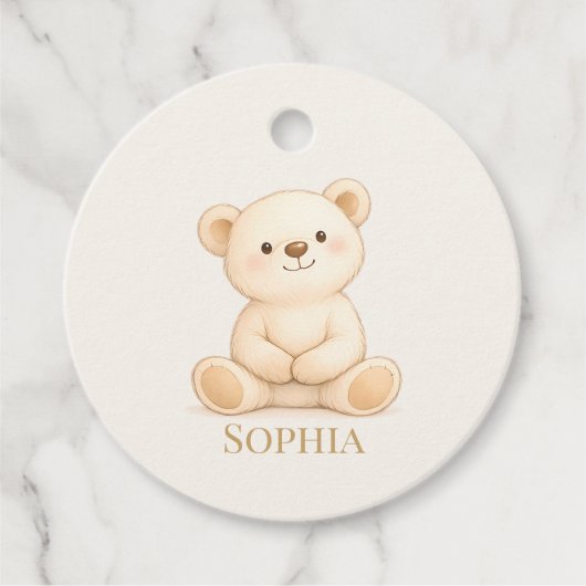 Boho-Teddybär-Baby-Party Geschenkanhänger (Vorderseite)