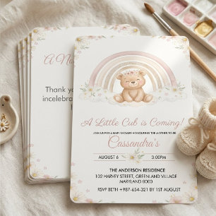 Boho-Teddybär-Baby-Party, Kleiner Bär kommt Einladung