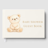 Boho-Teddybär-Baby-Party Neutral Gästebuch (Vorderseite)