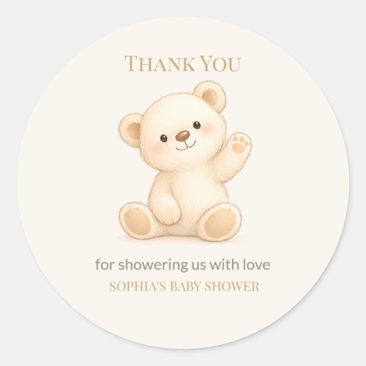 Boho-Teddybär-Baby-Party Runder Aufkleber (Vorderseite)