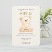 Boho-Teddybär-Baby-Shower-Einladung (Stehend Vorderseite)
