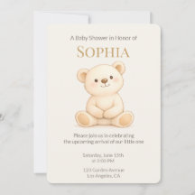 Boho-Teddybär-Baby-Shower-Einladung