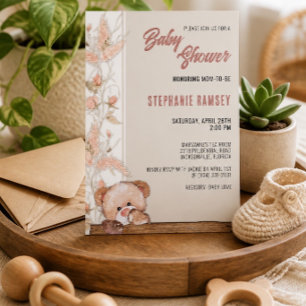 Boho-Teddybär-Baby-Shower-Einladung Einladung