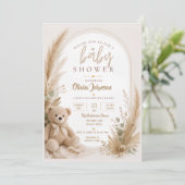 Boho-Teddybär-Baby-Shower-Einladung Save The Date (Stehend Vorderseite)