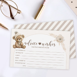 Boho-Teddybär-Baby-Shower-Eltern-Ratschläge-Wünsch Briefpapier
