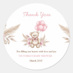 Boho-Teddybär-Baby-Shower-Mitgebringesel Klassisch Runder Aufkleber