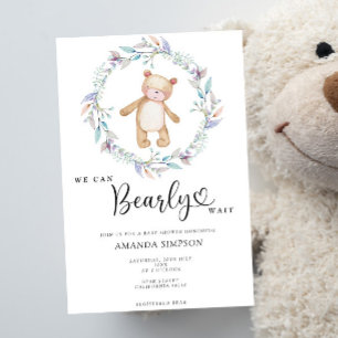 Boho-Teddybär-Mädchen Rosa Kaum warten Baby-Party Einladung