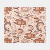 Boho-Teddybär-Regenbogen Braun Beige Rosé Fleecedecke (Vorderseite (Horizontal))