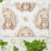Boho-Teddybär-Regenbogen-Neutral-Blumen (2) Geschirrtuch (Gefaltet)