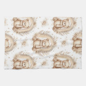 Boho-Teddybär-Regenbogen-Neutral-Blumen (2) Geschirrtuch (Horizontal)