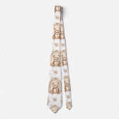 Boho-Teddybär-Regenbogen-Neutrales-Blumenmuster Krawatte (Vorderseite)
