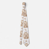 Boho-Teddybär-Regenbogen-Neutrales-Blumenmuster Krawatte (Rückseite)