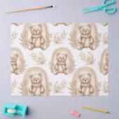 Boho-Teddybär-Regenbogen-Neutrales Floral Seidenpapier (Basteln)