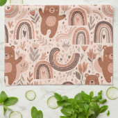 Boho-Teddybär-Regenbogennursery-Muster Geschirrtuch (Gefaltet)
