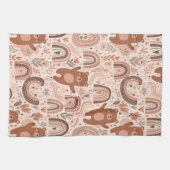 Boho-Teddybär-Regenbogennursery-Muster Geschirrtuch (Horizontal)