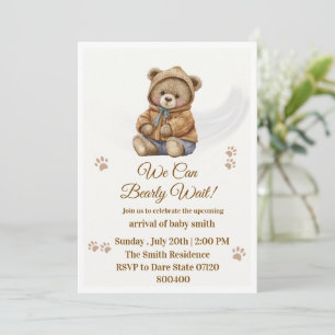 Boho-Teddybär "Wir können es kaum erwarten" Babypa Einladung