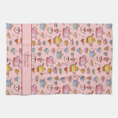 Boho Tee Drinker Zitat Rosa Personalisiertes Bauer Geschirrtuch (Horizontal)