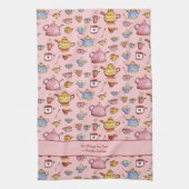 Boho Tee Drinker Zitat Rosa Personalisiertes Bauer Geschirrtuch (Vertikal)