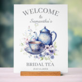 Boho Teekanne Floral Blau Brautparty Teegesellscha Acrylschild (Neutral)