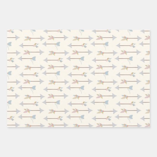 Boho Teepee Arrows Pastel Baby Dusche Geschenkpapier Set (Vorderseite 2)