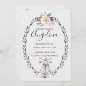 Boho Teepee Baby Dusche Wasserfarbenpfeile einlade Einladung (Vorne/Hinten)