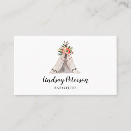 Boho Teepee Babysitter Business Cards Visitenkarte