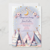 Boho Teepee Girly Sleepover Slumber Party Einladung (Vorderseite)