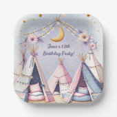 Boho Teepee Girly Sleepover Slumber Party Pappteller (Vorderseite)
