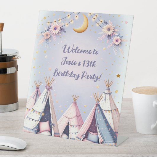 Boho Teepee Girly Sleepover Slumber Party Sockelschild (In Situ)