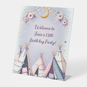 Boho Teepee Girly Sleepover Slumber Party Sockelschild