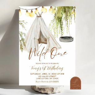 Boho Teepee Wild One Boy First Birthday Einladung