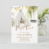 Boho Teepee Wild One Boy First Birthday Einladung (Stehend Vorderseite)