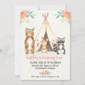 Boho Teepee Woodland Animals Einladung zum Geburts (Vorderseite)