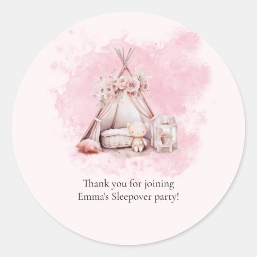 Boho Teepee Zelt Sleepover Gustenaufkleber Runder Aufkleber (Vorderseite)