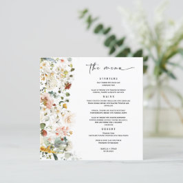 Boho Template für die Hochzeitmenü-Wildblume Menükarte