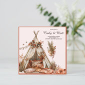 Boho Tent Garden Floral Wedding Einladung (Stehend Vorderseite)