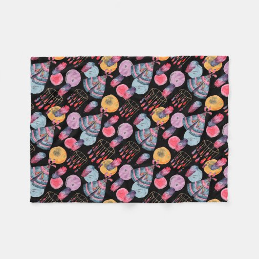 Boho Tent Pattern Fleecedecke (Vorderseite (Horizontal))