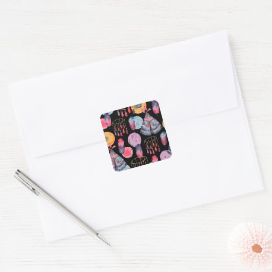 Boho Tent Pattern Quadratischer Aufkleber (Umschlag)