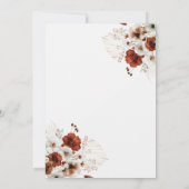 Boho Teracotta Floral Wedding Einladung (Rückseite)