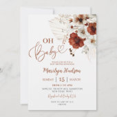 Boho Teracotta Oh Baby Dusche Einladung (Vorderseite)