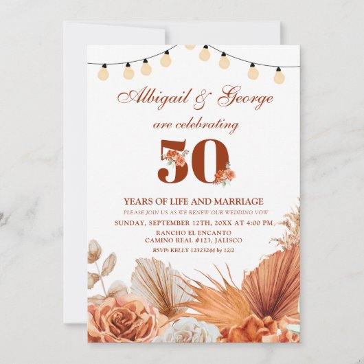 Boho Teracotta Wir machen noch immer Jubiläumseinl Einladung (Vorderseite)